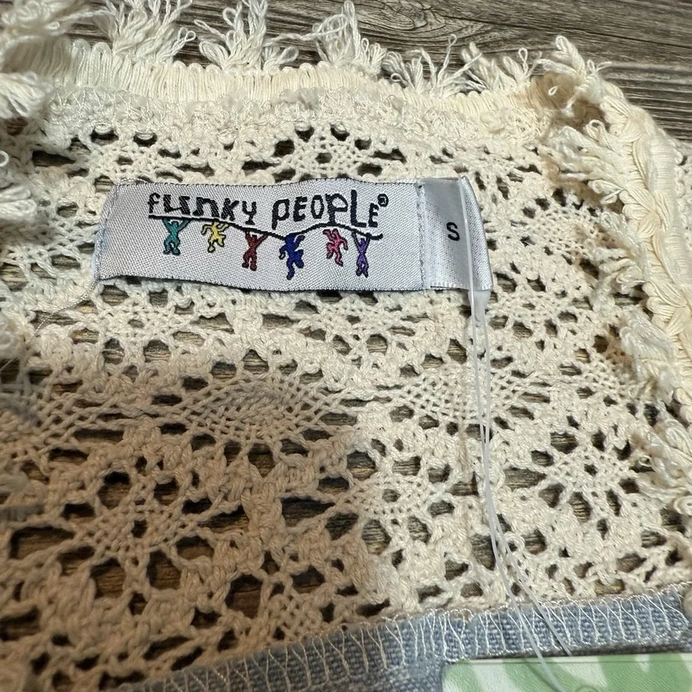 VTG Funky People Embroidered‎ Floral Vest Festival Boho Hippie - Picture 4 of 10